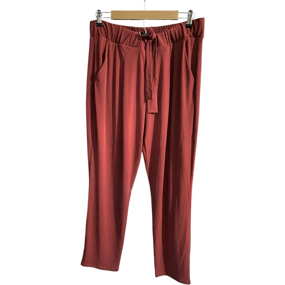 Express Ankle Midrise Stretch Pants Red Large